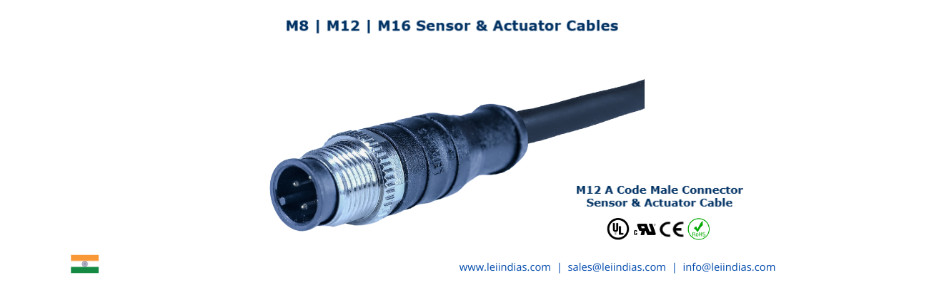 M12 A Code Male Connector Sensor Actuator Cable